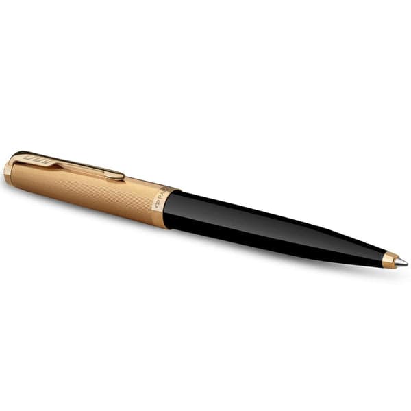 Parker 51 Deluxe Black with Gold Trim - 18k Gold Point Ballpoint Pen 2