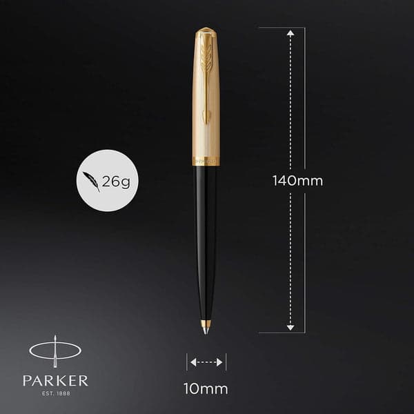 Parker 51 Deluxe Black with Gold Trim - 18k Gold Point Ballpoint Pen 3