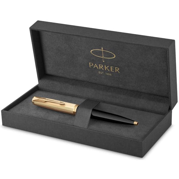 Parker 51 Deluxe Black with Gold Trim - 18k Gold Point Ballpoint Pen 4