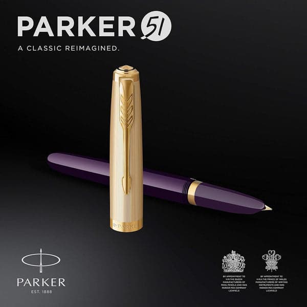 Parker 51 Deluxe Plum with Gold Trim - 18k Gold Nib Fountain Pen 5
