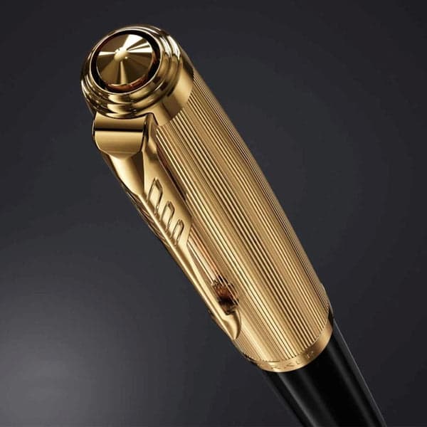 Parker 51 Deluxe Black with Gold Trim - 18k Gold Nib Fountain Pen 5