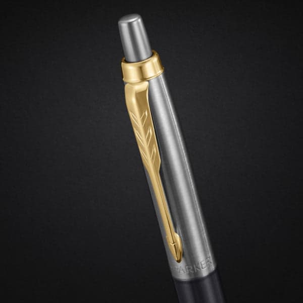Parker Jotter Grey Gold Trim Ballpoint Pen 2