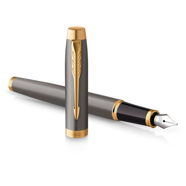 Parker IM Grey Gold Trim Fountain Pen - Medium
