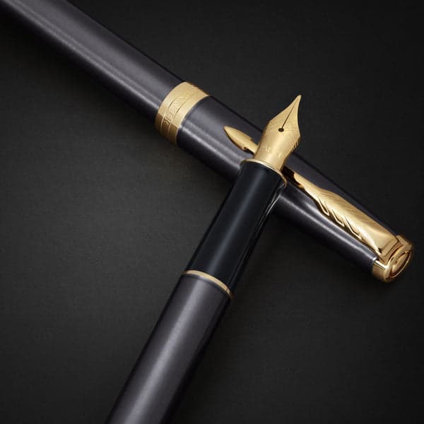 Parker Sonnet Grey Gold Trim Fountain Pen - Fine 3