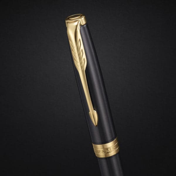 Parker Sonnet Grey Gold Trim Ballpoint Pen 5
