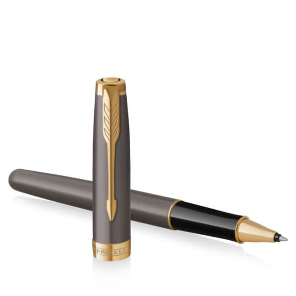 Parker Sonnet Grey Gold Trim Rollerball Pen