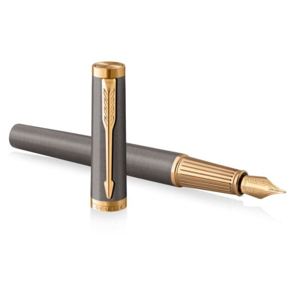 Parker Ingenuity Grey Gold Trim Fountain Pen - Medium