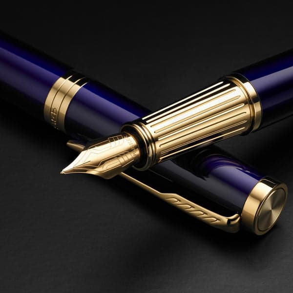 Parker Ingenuity Blue Gold Trim Fountain Pen 3