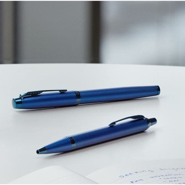 Parker IM Blue Monochrome Ballpoint & Rollerball Pen Set 2