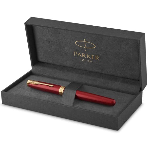 Parker Sonnet Red Lacquer and Gold Trim Fountain & Ballpoint Pen Set 2