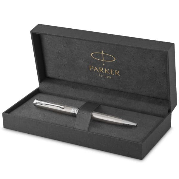 Parker Sonnet Stainless Steel Chrome Trim Ballpoint & Rollerball Pen Set 3