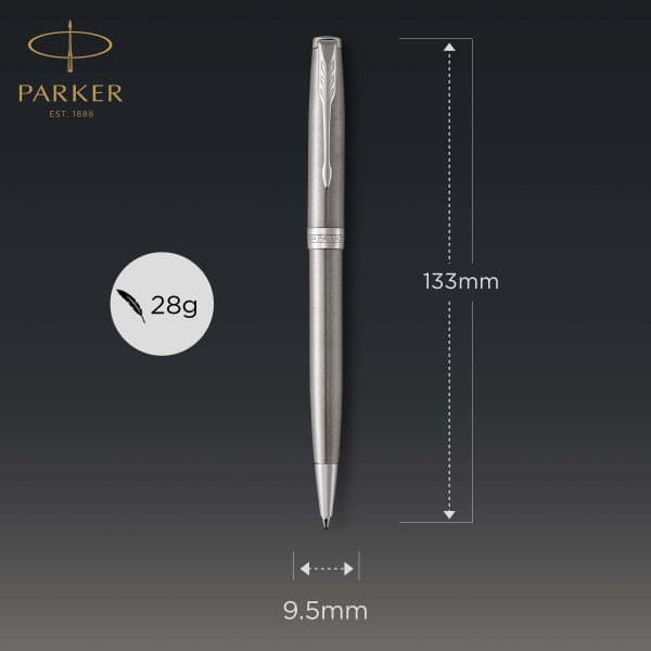 Parker Sonnet Stainless Steel Chrome Trim Ballpoint & Rollerball Pen Set 4