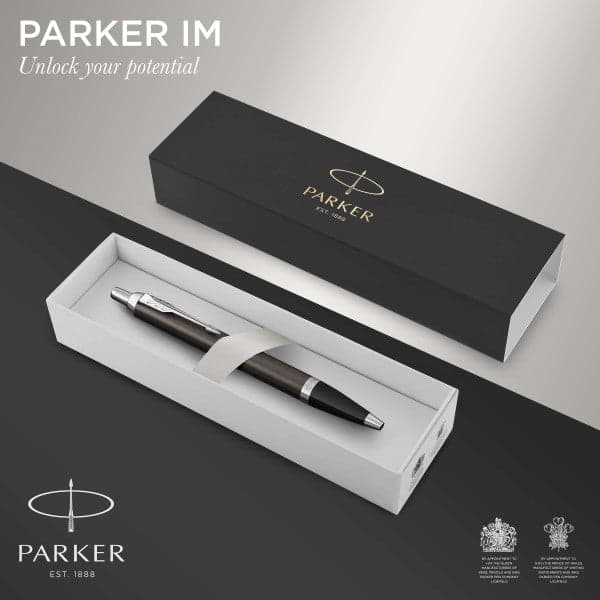Parker IM Dark Espresso Chrome Trim Ballpoint & Fountain Pen Set 2