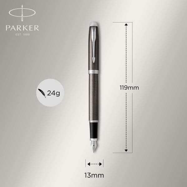 Parker IM Dark Espresso Chrome Trim Ballpoint & Fountain Pen Set 5