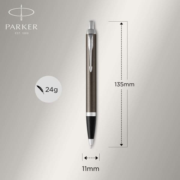 Parker IM Dark Espresso Chrome Trim Ballpoint & Rollerball Pen Set 4