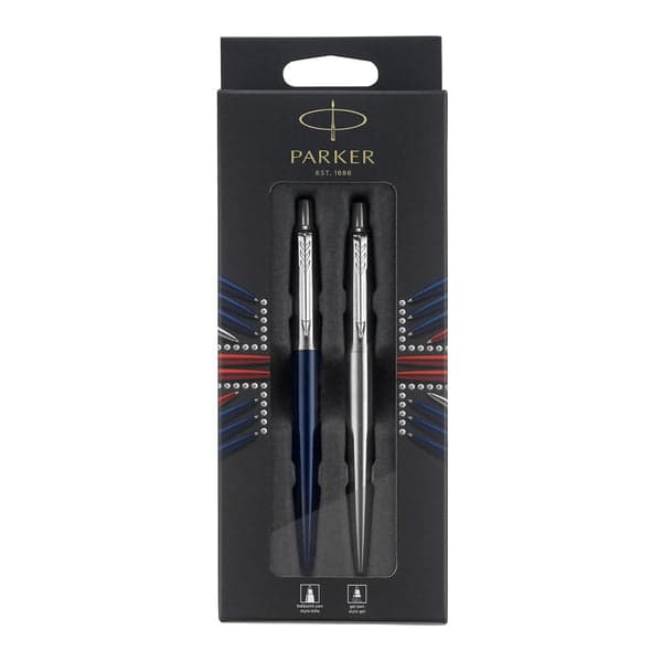 Parker Jotter London Royal Blue Ballpoint and Chrome Gel Pen Set 2