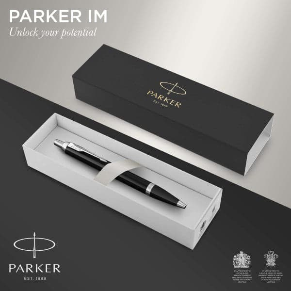 Parker IM Black Chrome Trim Ballpoint & Fountain Pen Set 3