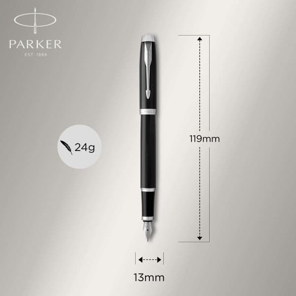 Parker IM Black Chrome Trim Ballpoint & Fountain Pen Set 5