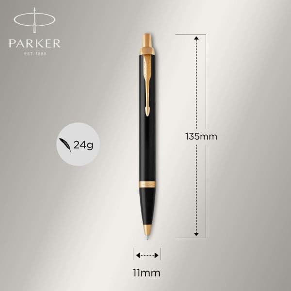 Parker IM Black Gold Finish Trim Ballpoint & Fountain Pen Set 4