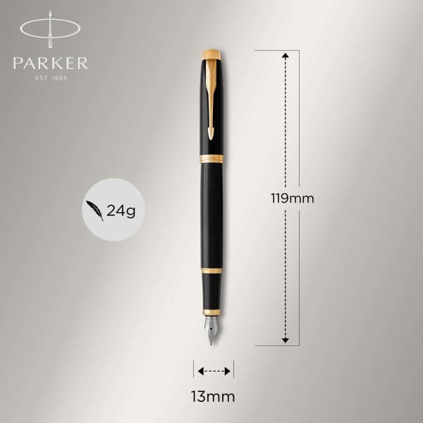 Parker IM Black Gold Finish Trim Ballpoint & Fountain Pen Set 5