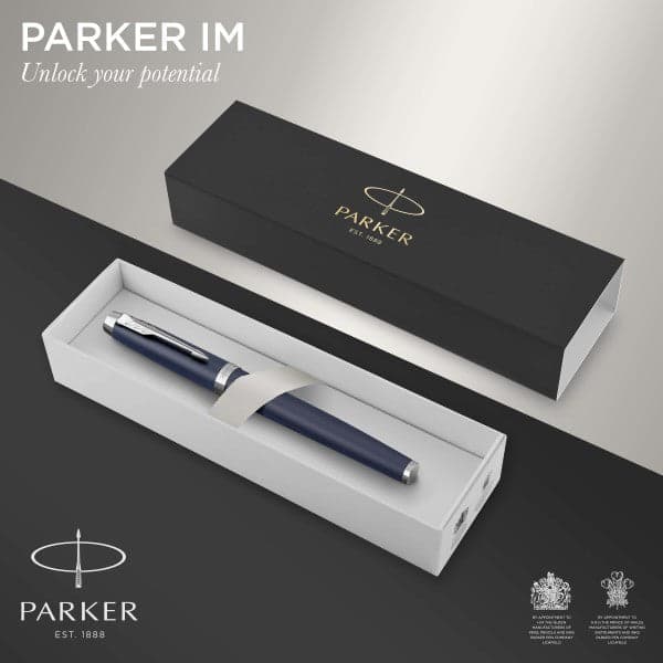Parker IM Matte Blue Chrome Trim Rollerball Pen 2
