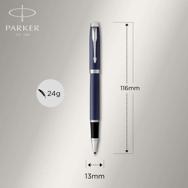Parker IM Matte Blue Chrome Trim Rollerball Pen 5