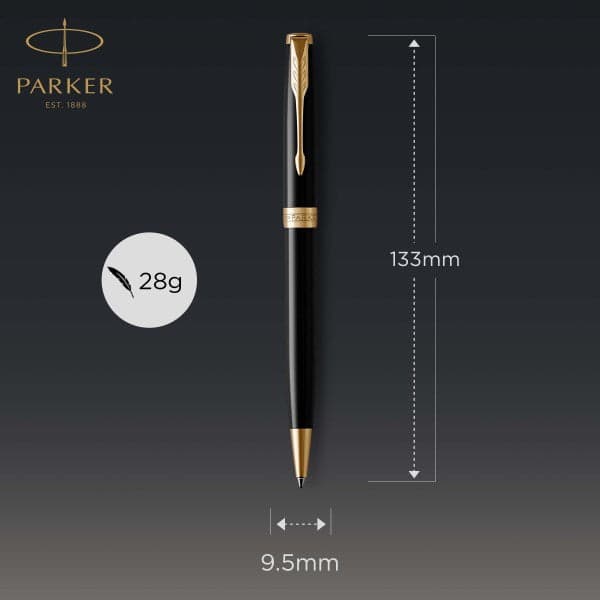 Parker Sonnet Laque Black Gold Trim Ballpoint & Rollerball Pen Set 5