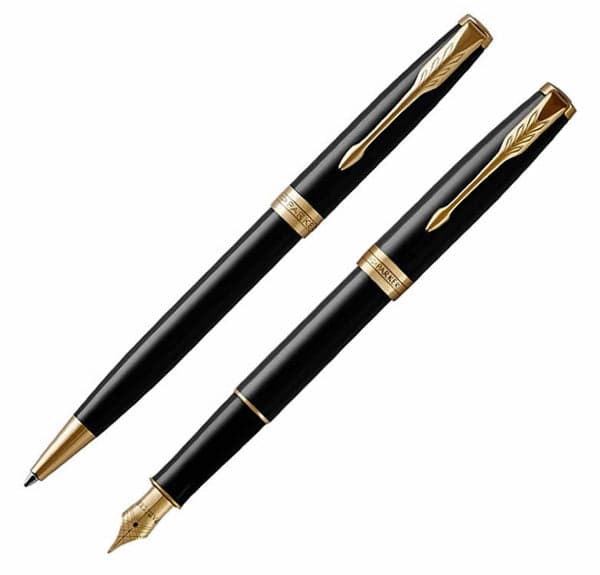 Parker Sonnet Laque Black Gold Trim Fountain & Ballpoint Pen Set