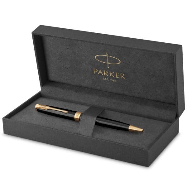 Parker Sonnet Laque Black Gold Trim Fountain & Ballpoint Pen Set 2