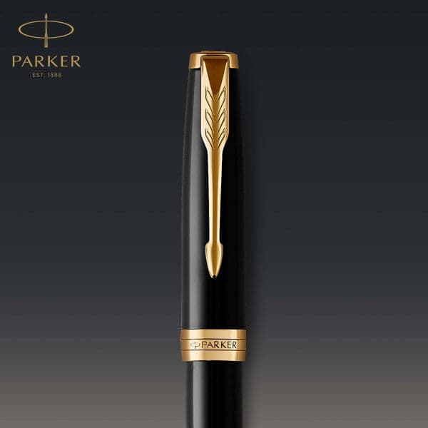 Parker Sonnet Black Lacquer and Gold Trim Rollerball 5