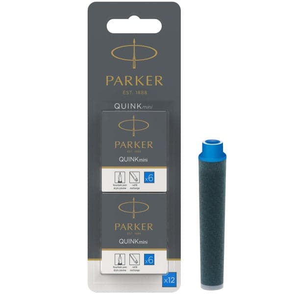 Pack of 12 Parker Quink Ink Mini Cartridges - Blue 2