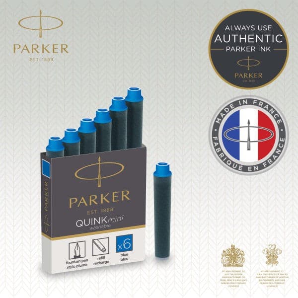Pack of 12 Parker Quink Ink Mini Cartridges - Blue 3