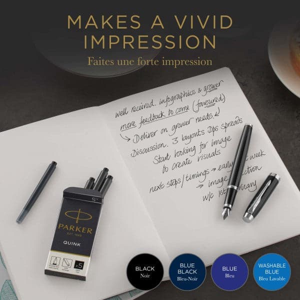 Pack of 5 Parker Quink Ink Cartridges  - Blue 4