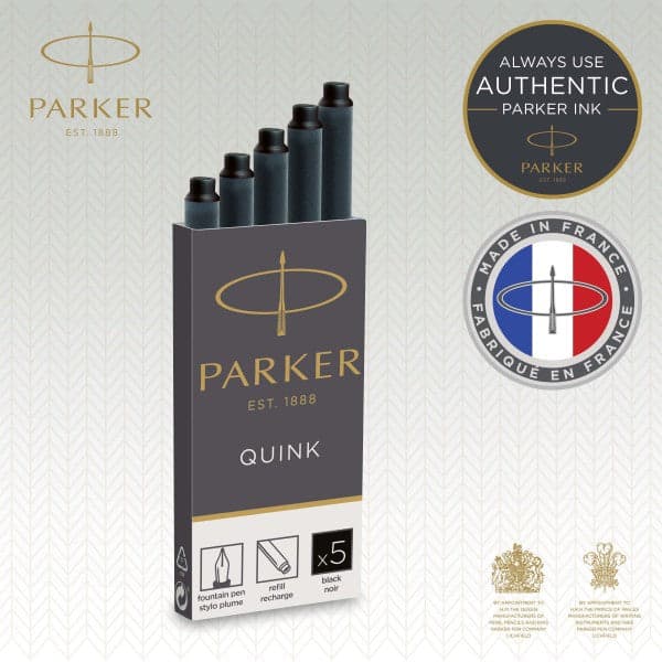 Pack of 5 Parker Quink Ink Cartridges  - Black 2
