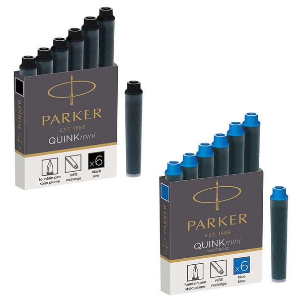 Parker Quink Ink Mini Fountain Pen Cartridges - Box of 6