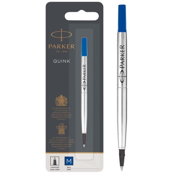 Single Parker Medium Quink Rollerball Pen Refill - Blue 2