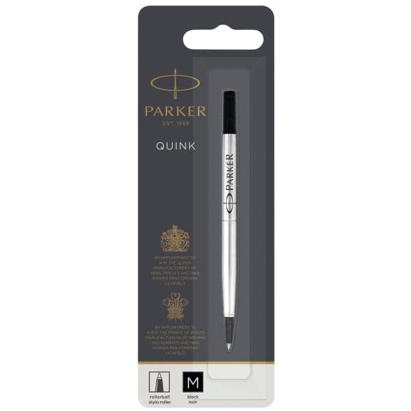 Single Parker Medium Quink Rollerball Pen Refill - Black 2